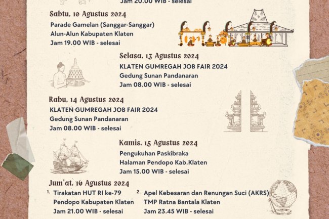 Rangkaian Kegiatan Hari Jadi Kabupaten Klaten ke- 220 dan HUT RI ke 79 RI