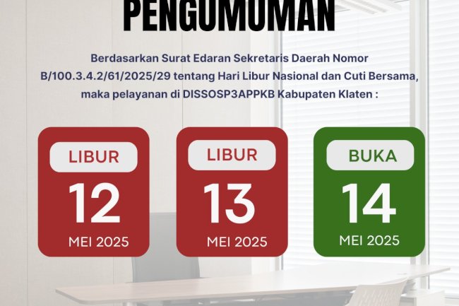 Pengumuman Libur Nasional dan Cuti Bersama