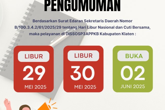 PENGUMUMAN LIBUR DAN CUTI BERSAMA KENAIKAN ISA ALMASIH