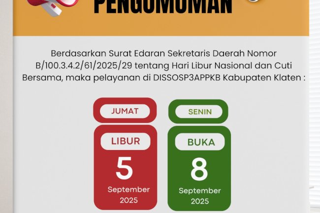 Pengumuman Libur Cuti Maulid Nabi Muhammad SAW