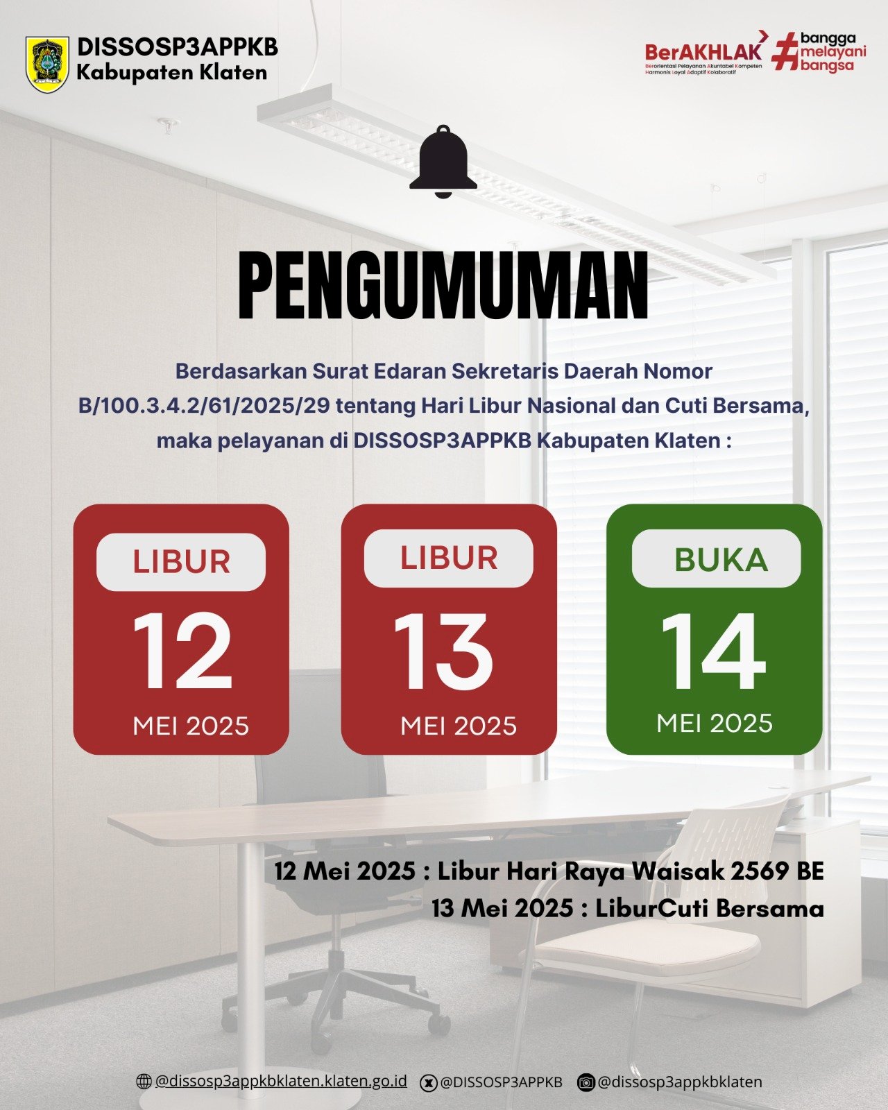 Pengumuman Libur Nasional dan Cuti Bersama